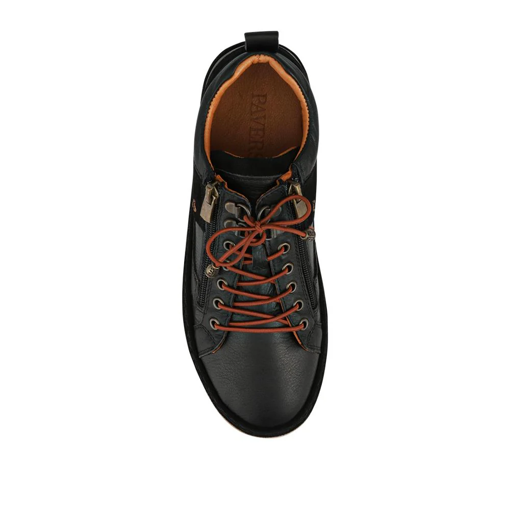 Leather Gum Sole Shoes With Zip Fastening - VITAS42001 / 328 497 - Black - Image 4