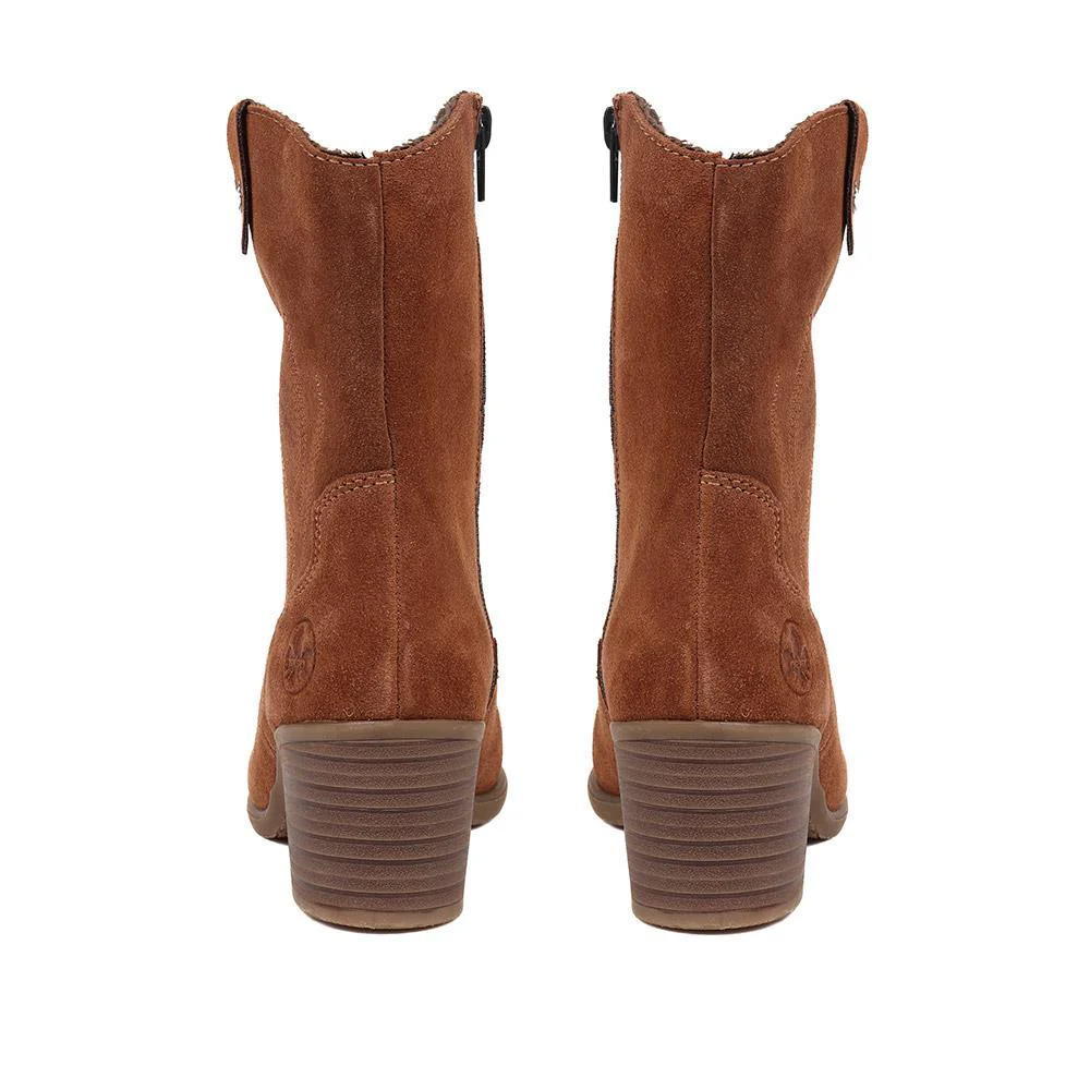 Leather Heeled Ankle Boots - RKR38503 / 324 067 - Tan - Image 3