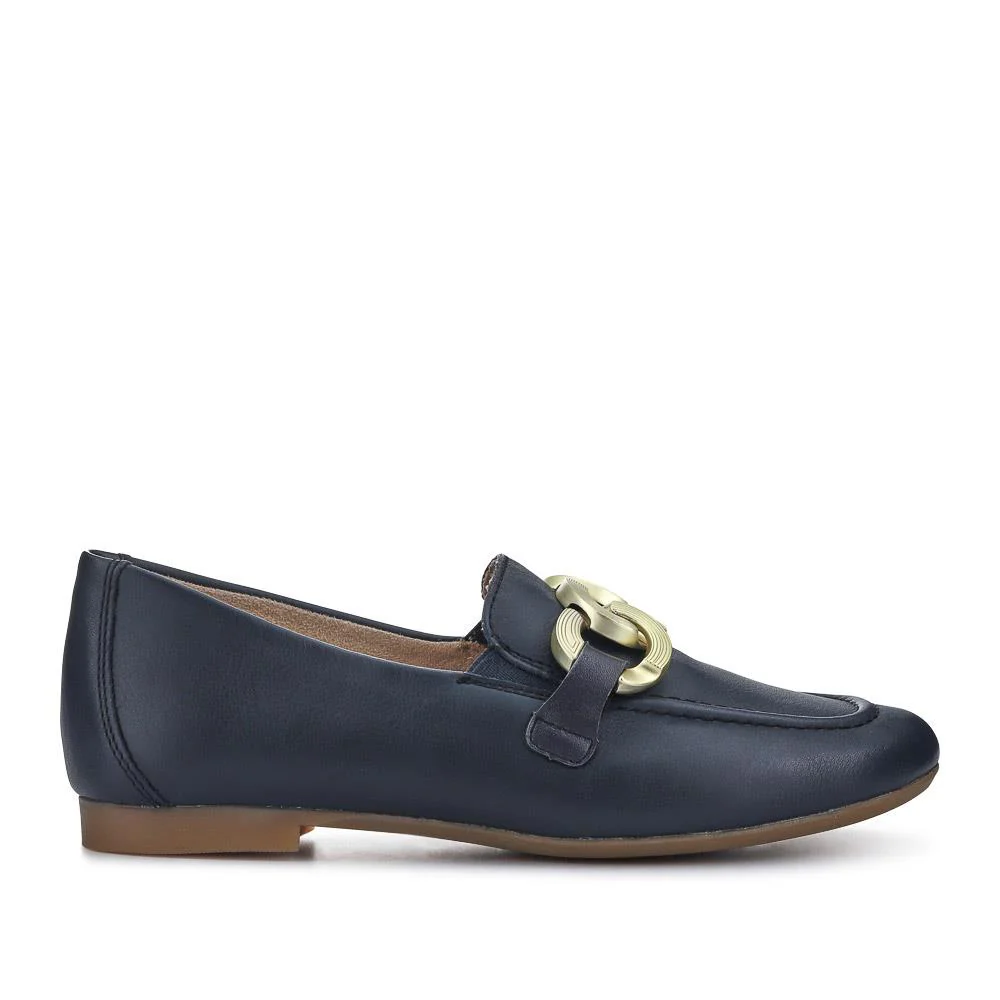 Leather Heeled Loafers - DRS41501 / 326 855 - Navy - Image 2