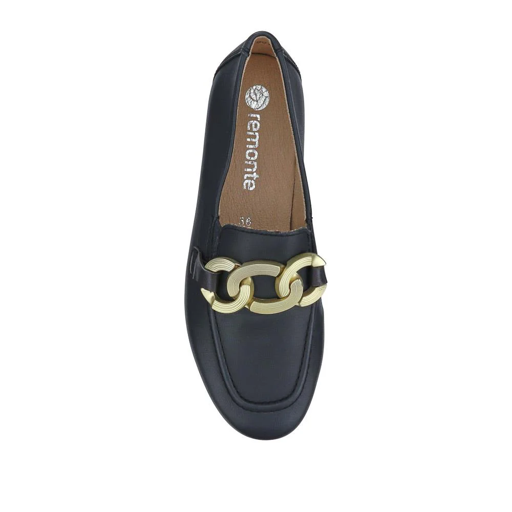 Leather Heeled Loafers - DRS41501 / 326 855 - Navy - Image 3