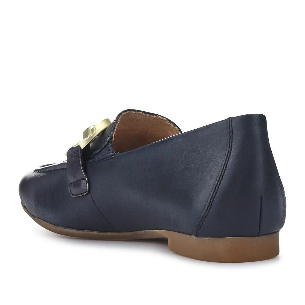 Leather Heeled Loafers - DRS41501 / 326 855 - Navy - Image 4