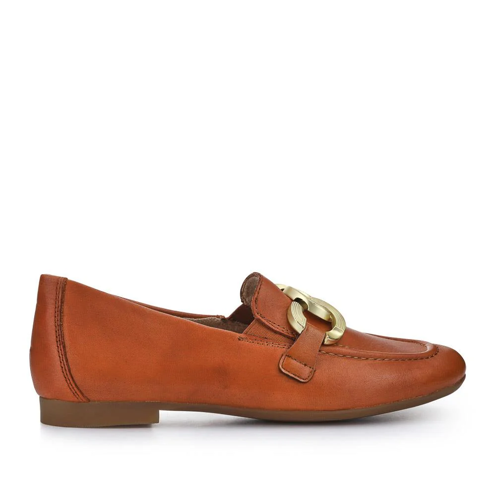 Leather Heeled Loafers - DRS41501 / 326 855 - Tan - Image 2