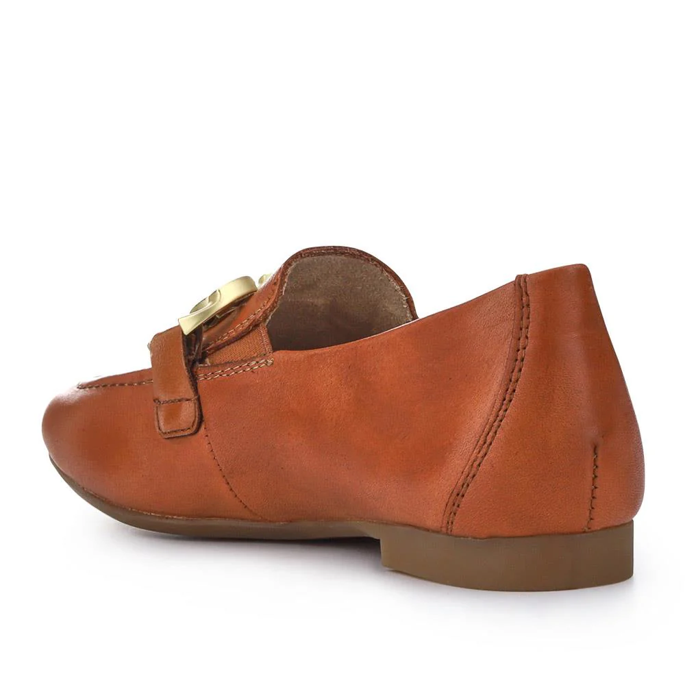Leather Heeled Loafers - DRS41501 / 326 855 - Tan - Image 3