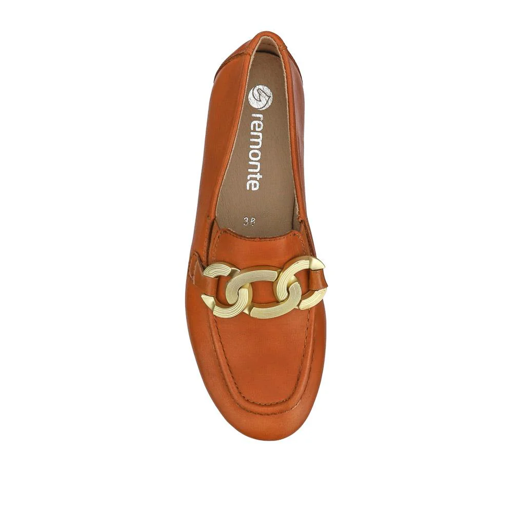 Leather Heeled Loafers - DRS41501 / 326 855 - Tan - Image 4
