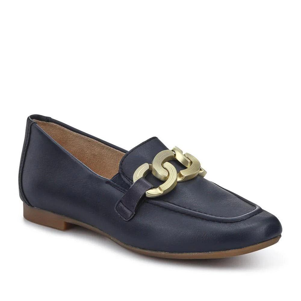 Leather Heeled Loafers - DRS41501 / 326 855 - Navy