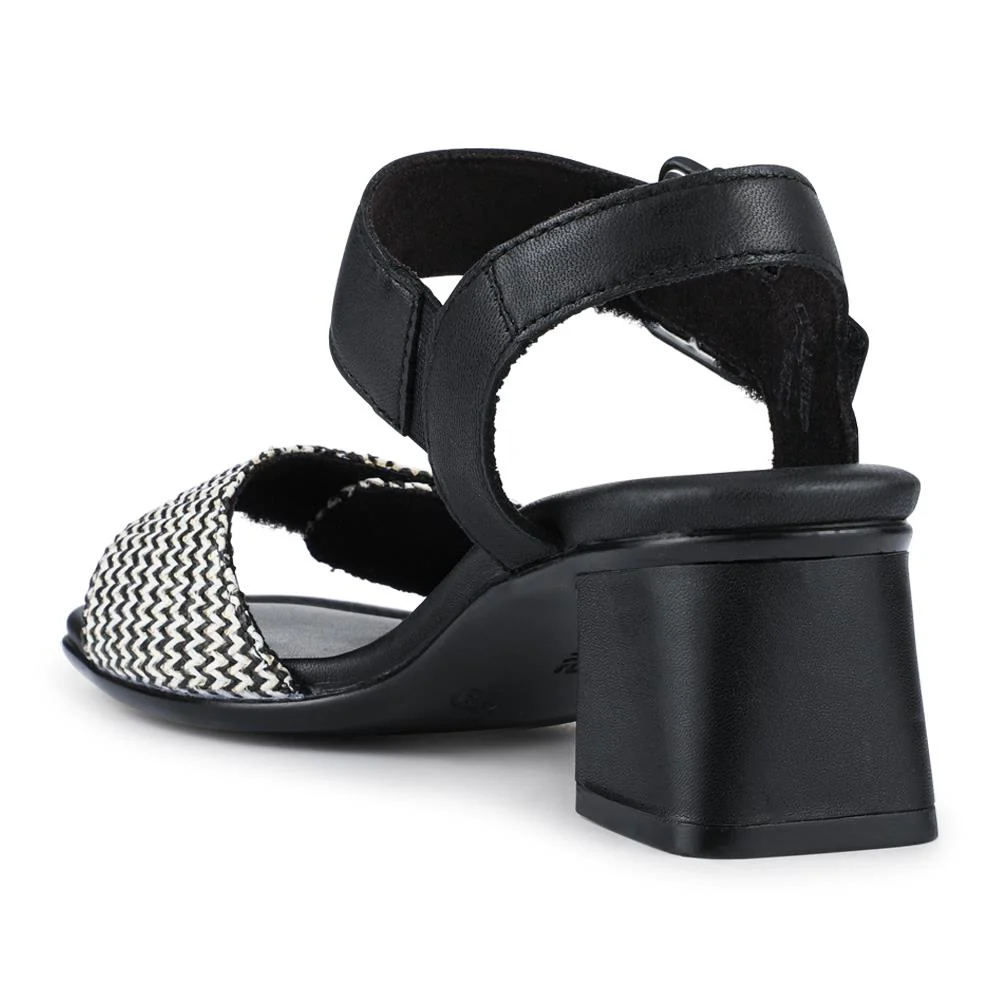 Leather Heeled Sandals - DRS39510 / 325 410 - Black Multi - Image 3