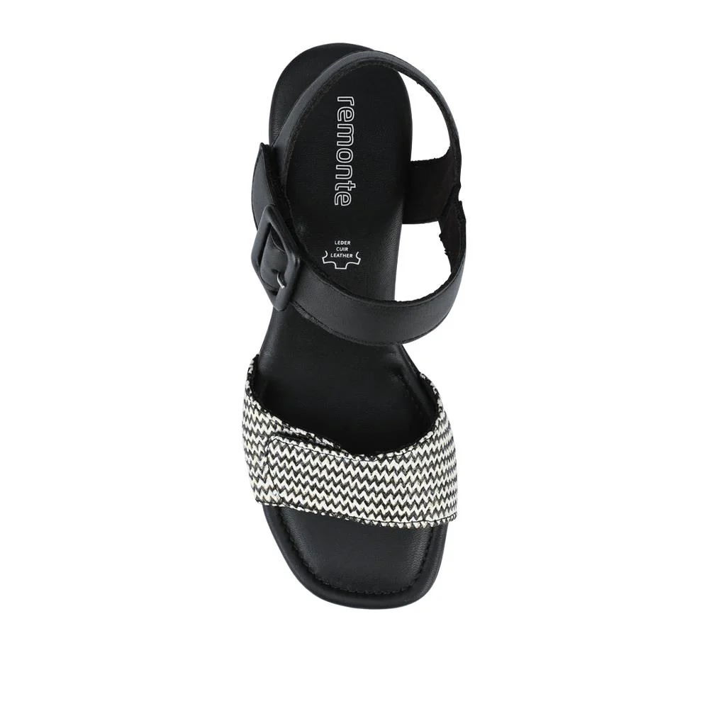 Leather Heeled Sandals - DRS39510 / 325 410 - Black Multi - Image 4