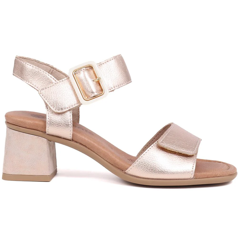 Leather Heeled Sandals - DRS39510 / 325 410 - Rose Gold - Image 2