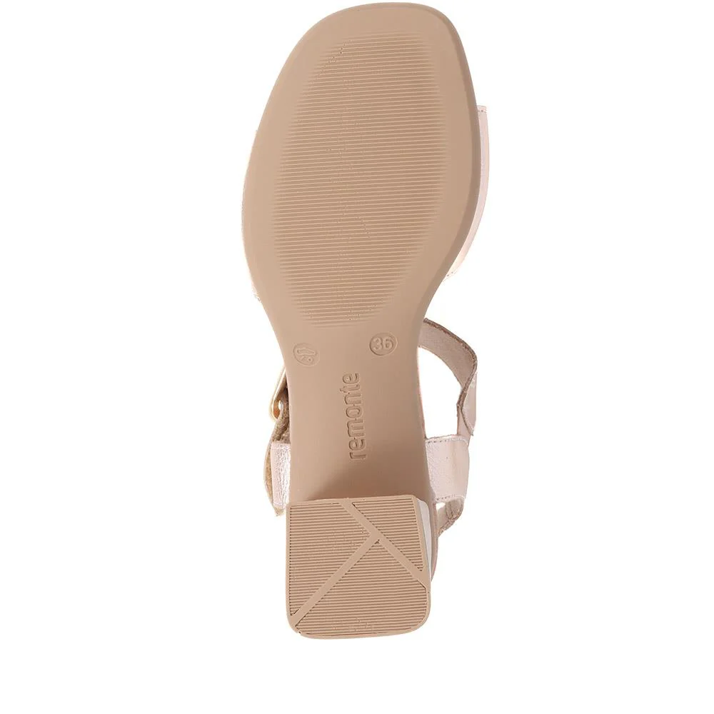 Leather Heeled Sandals - DRS39510 / 325 410 - Rose Gold - Image 4