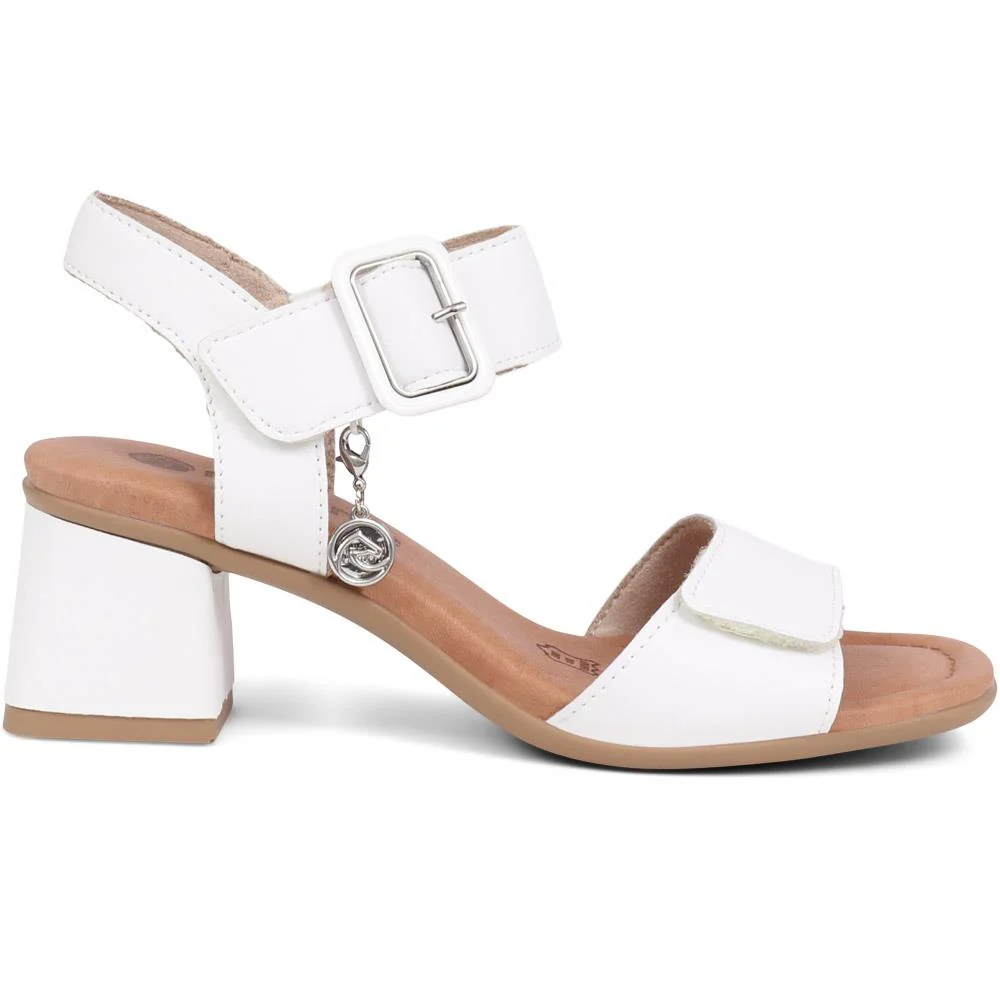 Leather Heeled Sandals - DRS39510 / 325 410 - White - Image 2