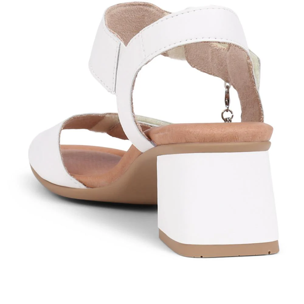 Leather Heeled Sandals - DRS39510 / 325 410 - White - Image 3