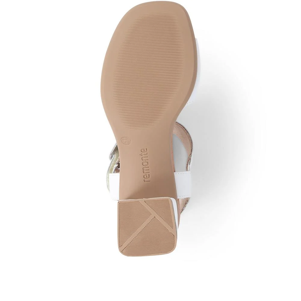 Leather Heeled Sandals - DRS39510 / 325 410 - White - Image 4