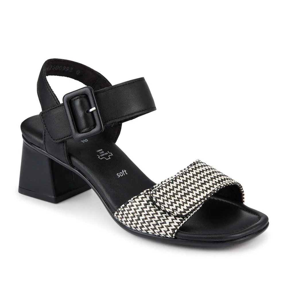 Leather Heeled Sandals - DRS39510 / 325 410 - Black Multi