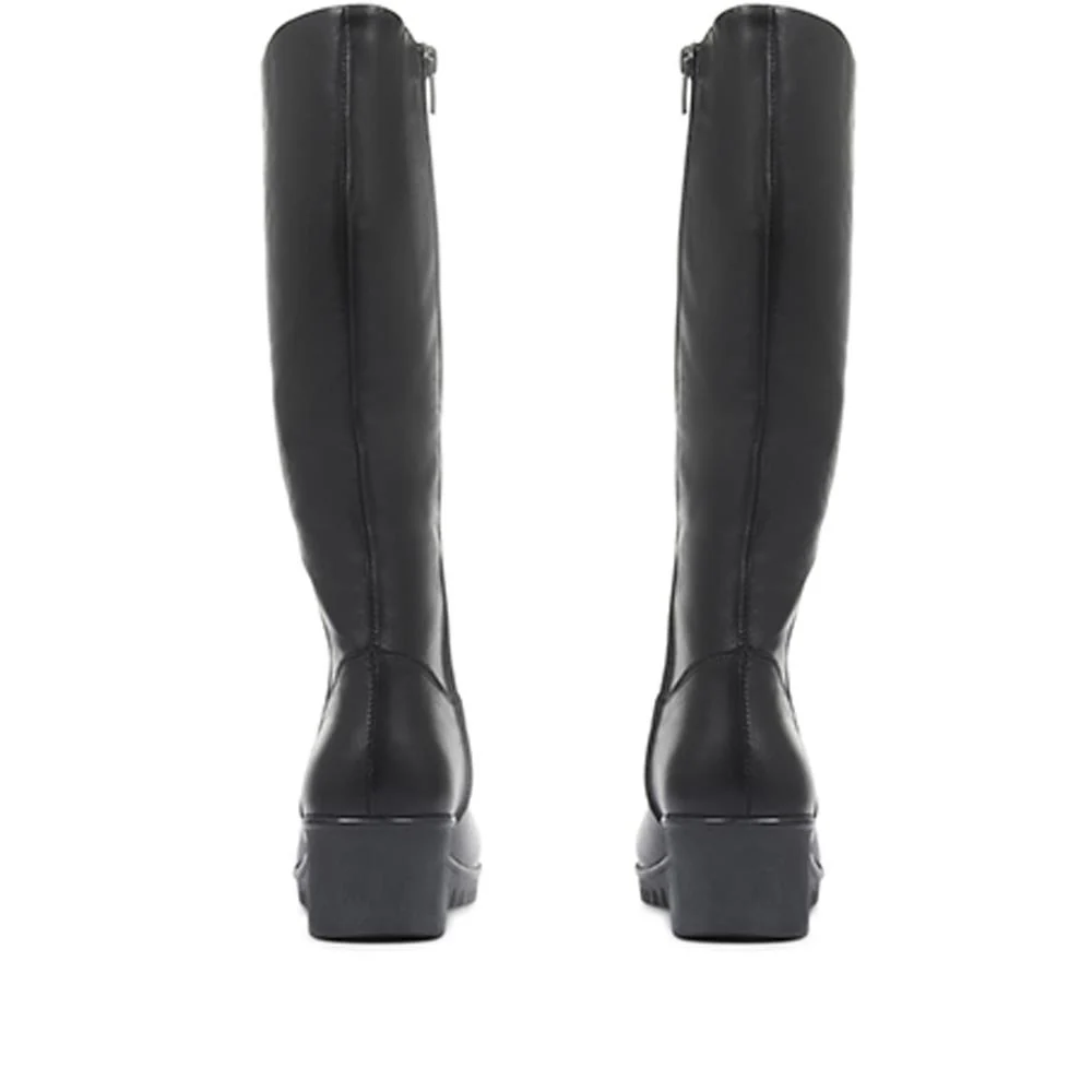 Leather Knee-High Boots - ESFA32003 / 319 585 - Black - Image 3