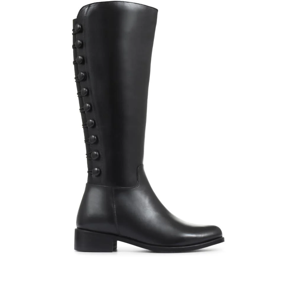 Leather Knee High Boots - SAK32003 / 319 237 - Black - Image 2