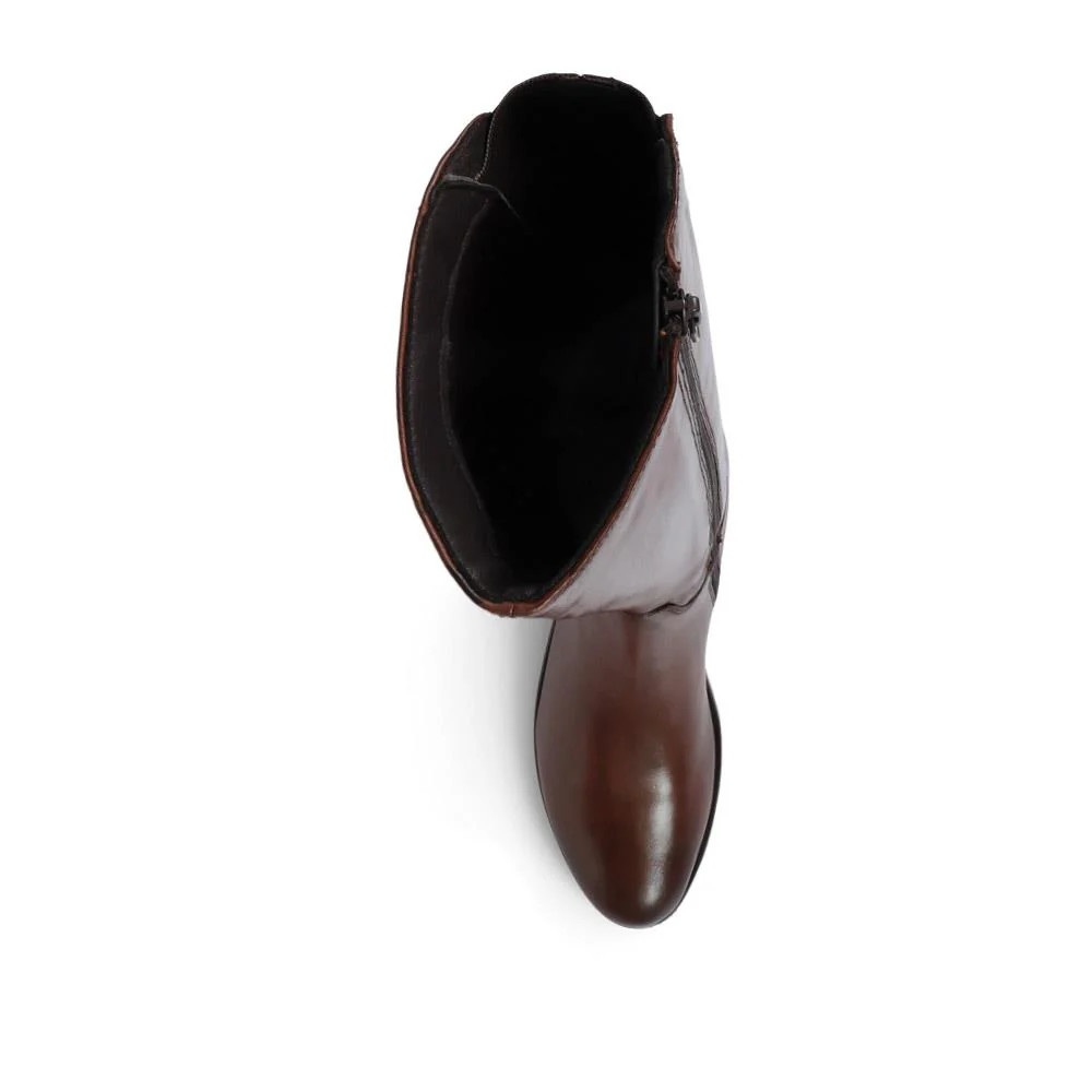 Leather Knee High Boots - SAK32003 / 319 237 - Cognac - Image 4