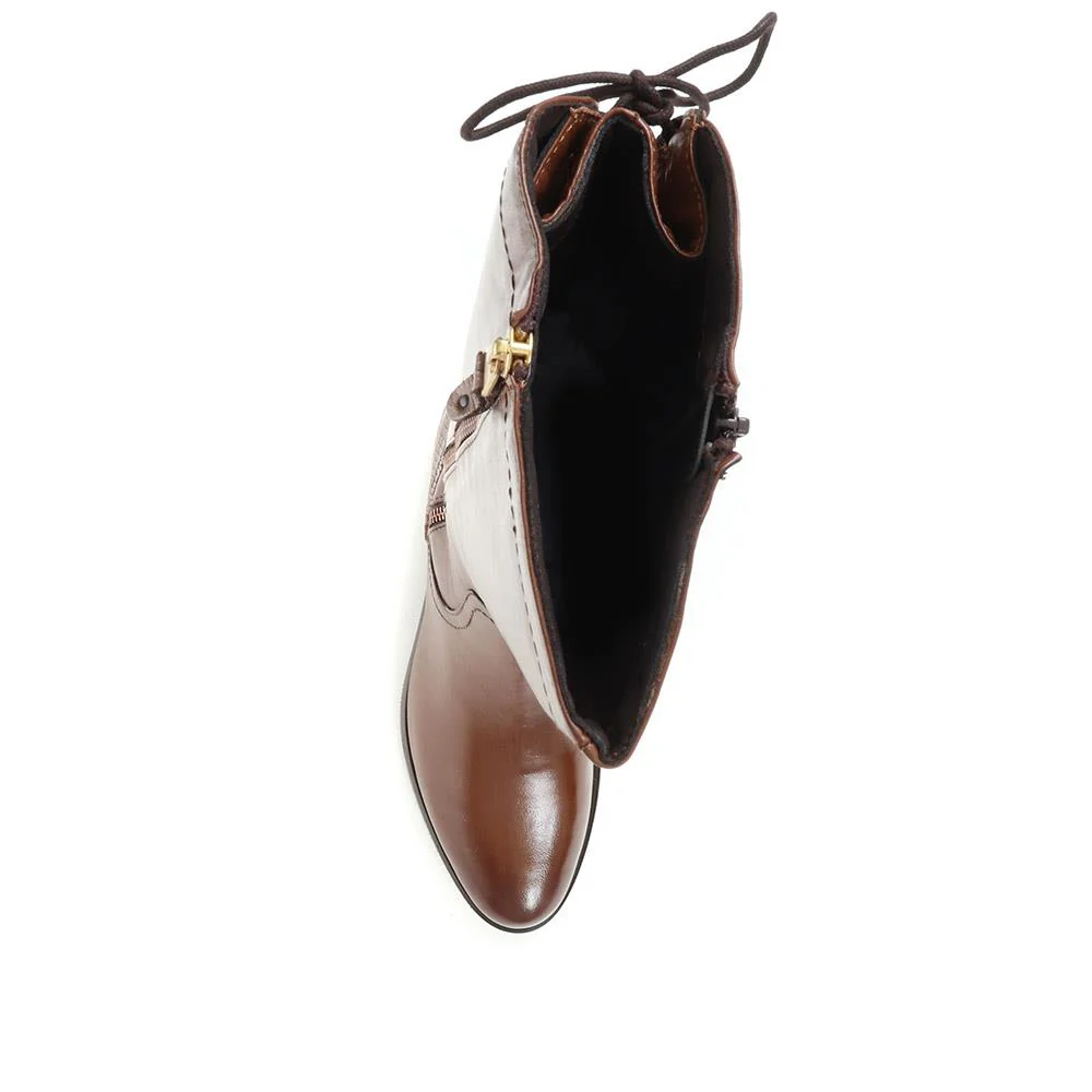 Leather Knee High Boots - SAK36003 / 323 114 - Cognac - Image 4