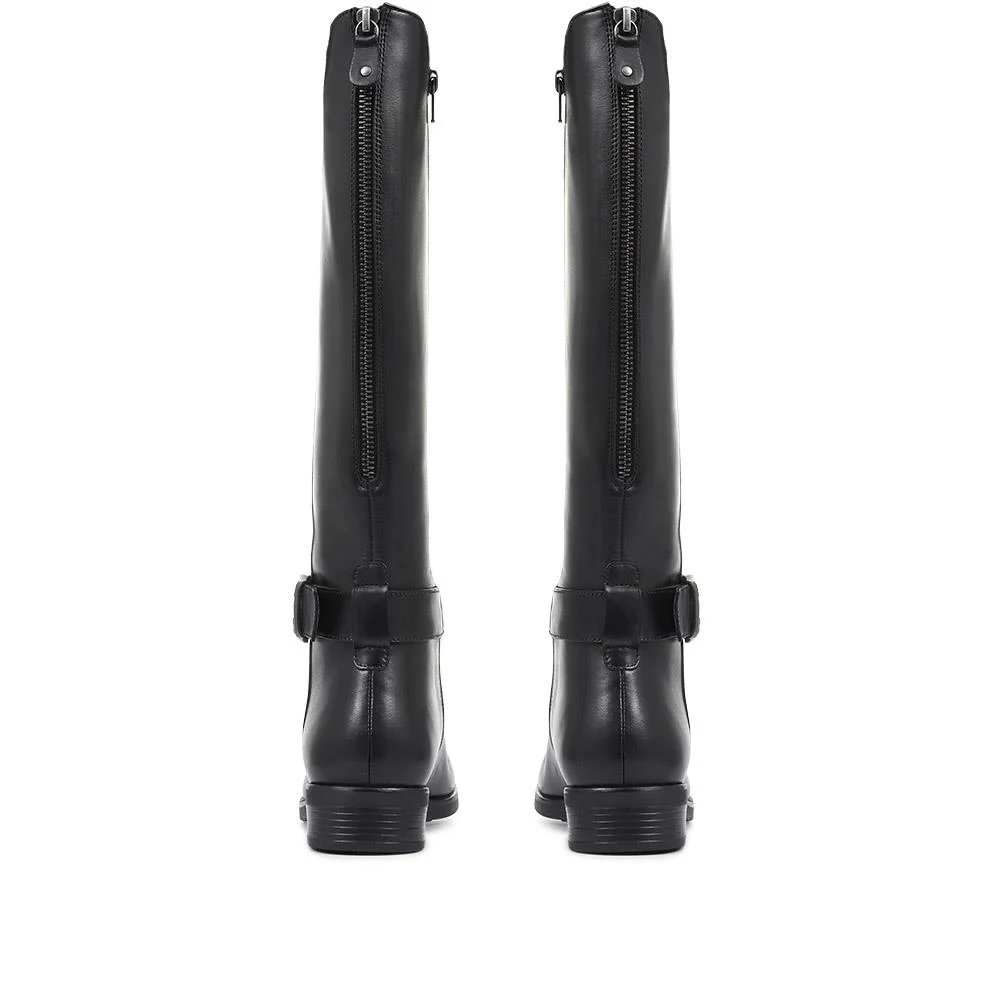 Leather Knee High Boots with Extra Wide Calf - RNB32017 / 319 209 - Black - Image 4