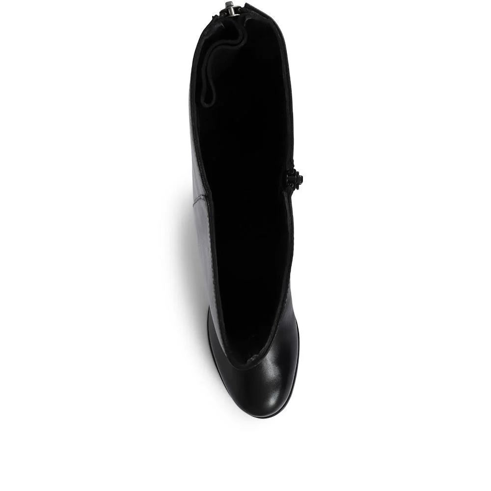 Leather Knee High Boots with Extra Wide Calf - RNB32017 / 319 209 - Black - Image 5