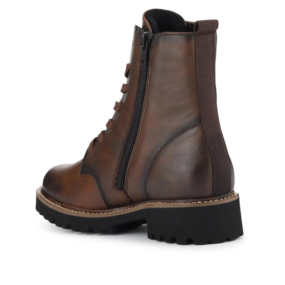 Leather Lace-Up Ankle Boots - DRS40513 / 326 360 - Brown - Image 3
