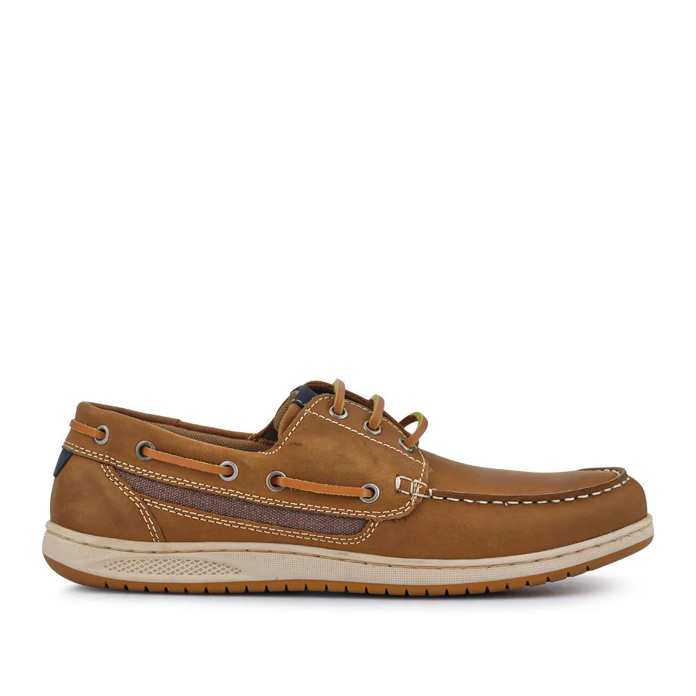 Leather Lace-Up Boat Shoes - SHAFI41001 / 327 096 - Brown - Image 2