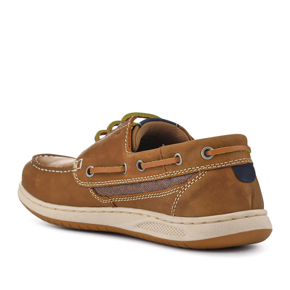 Leather Lace-Up Boat Shoes - SHAFI41001 / 327 096 - Brown - Image 3