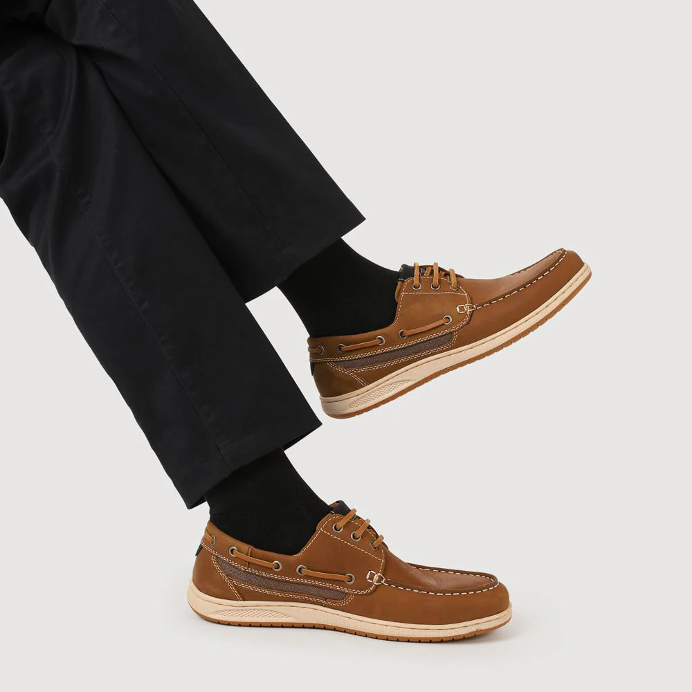 Leather Lace-Up Boat Shoes - SHAFI41001 / 327 096 - Brown - Image 5