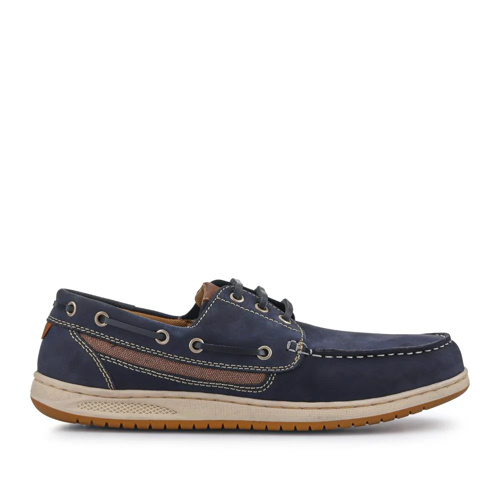 Leather Lace-Up Boat Shoes - SHAFI41001 / 327 096 - Navy - Image 2