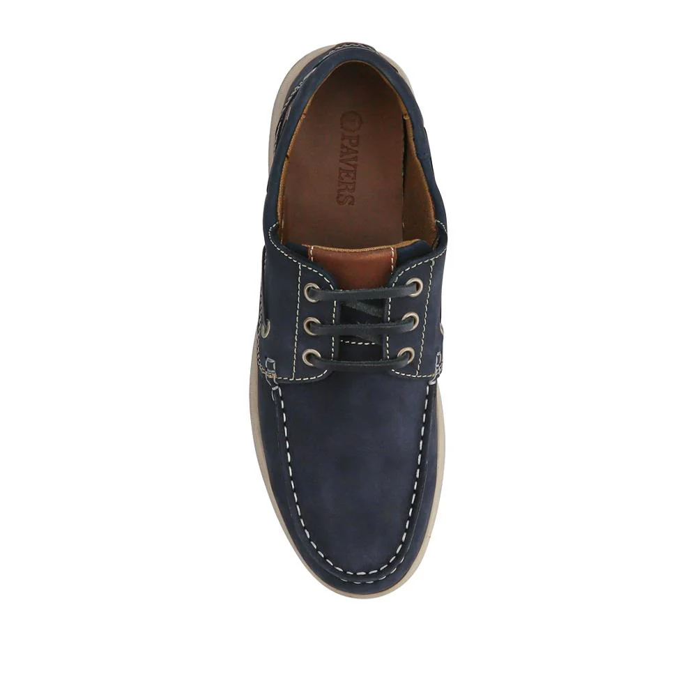 Leather Lace-Up Boat Shoes - SHAFI41001 / 327 096 - Navy - Image 4