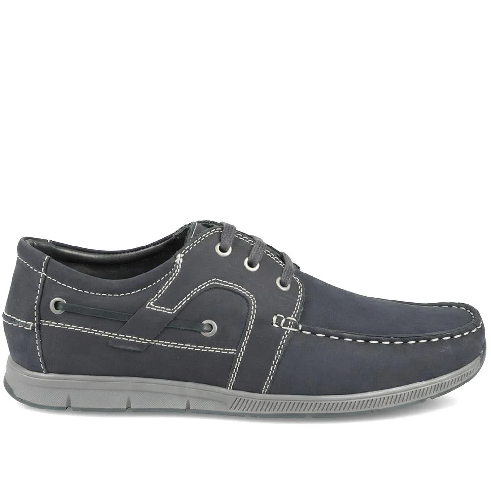 Leather Lace Up Boat Shoes - SHAFI43001 / 329 319 - Navy - Image 2