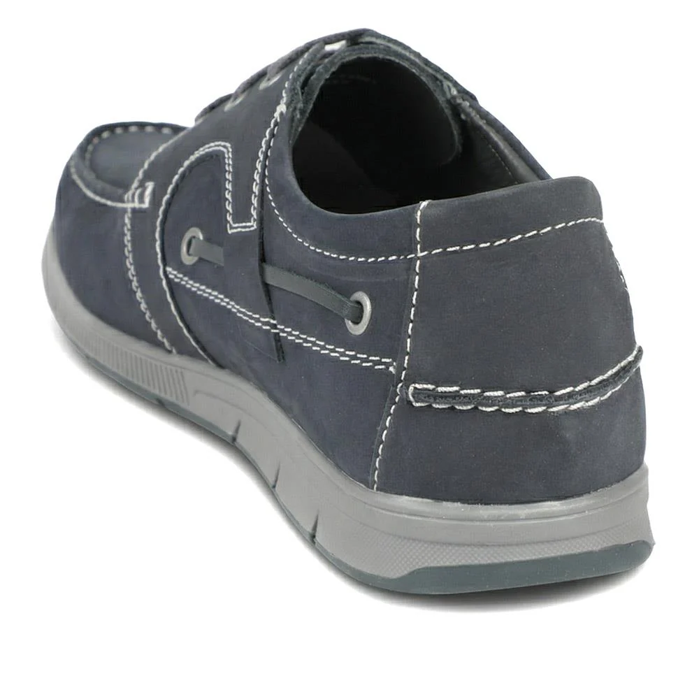 Leather Lace Up Boat Shoes - SHAFI43001 / 329 319 - Navy - Image 3