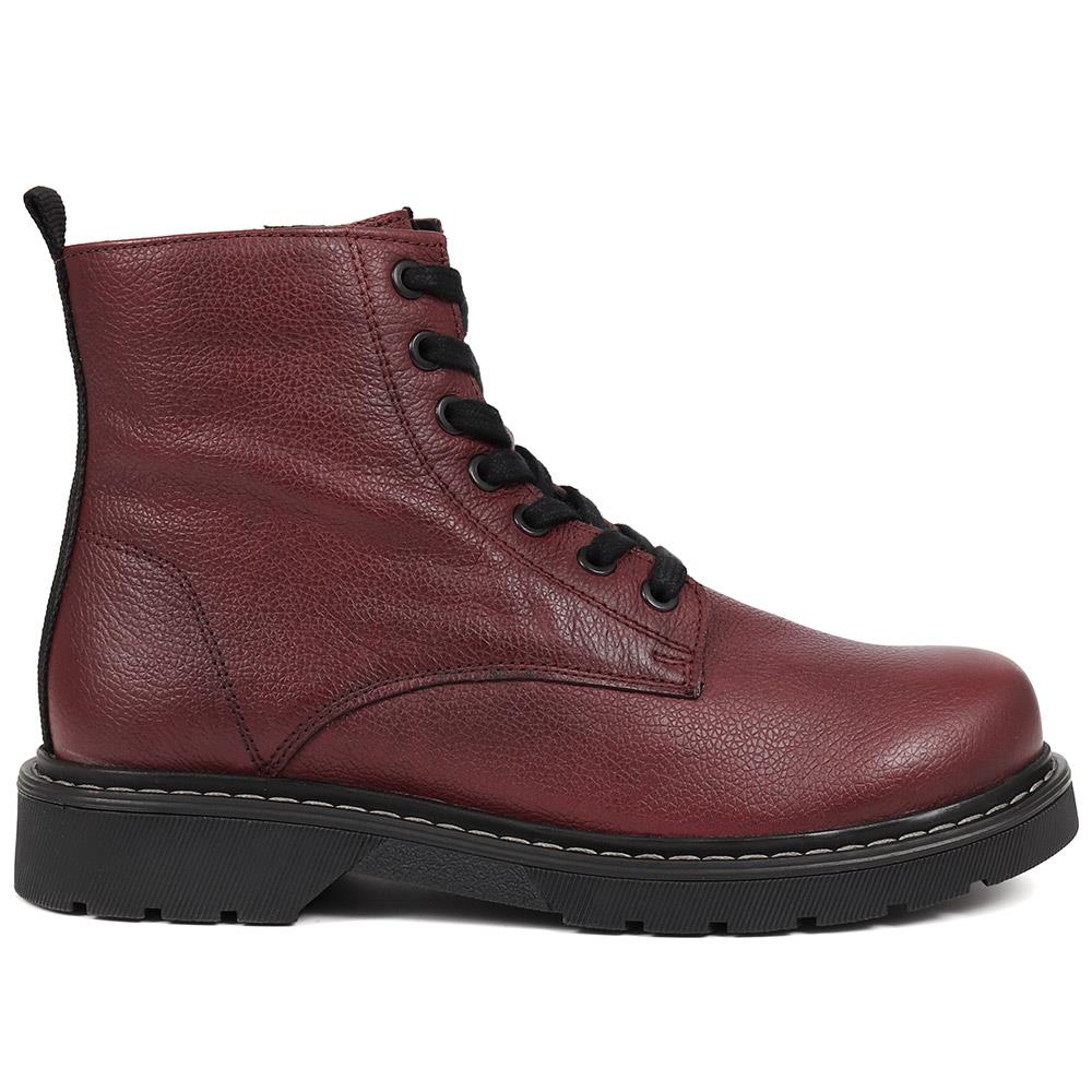 Leather Lace-Up Boots - BELRNB38017 / 324 504 - Bordeaux - Image 2