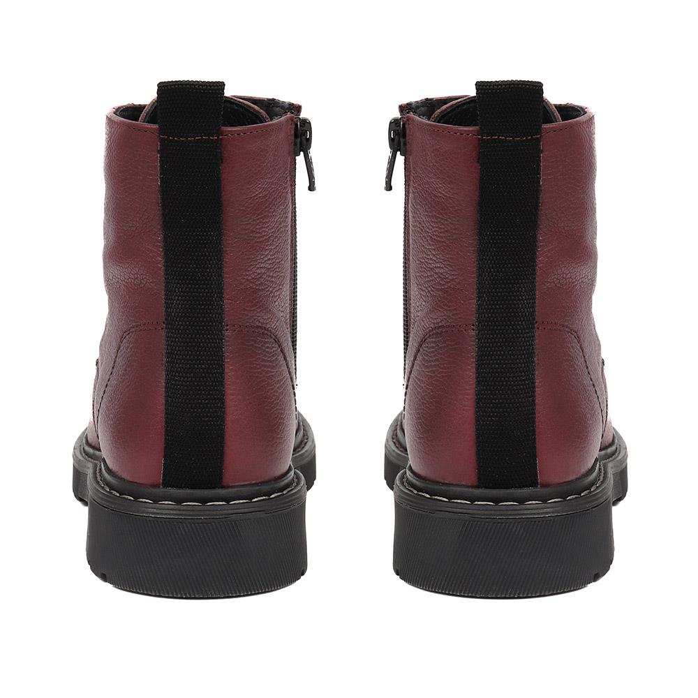 Leather Lace-Up Boots - BELRNB38017 / 324 504 - Bordeaux - Image 3