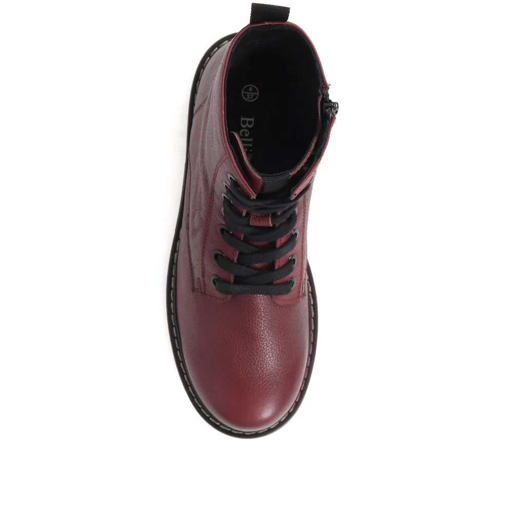 Leather Lace-Up Boots - BELRNB38017 / 324 504 - Bordeaux - Image 5