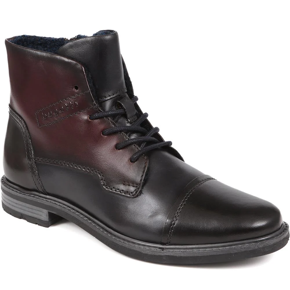 Leather Lace-Up Boots - BUG38506 / 324 039 - Navy Multi