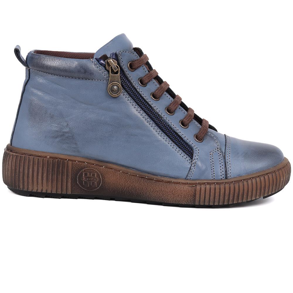 Leather Lace-Up Boots - HAK40013 / 326 039 - Denim - Image 2