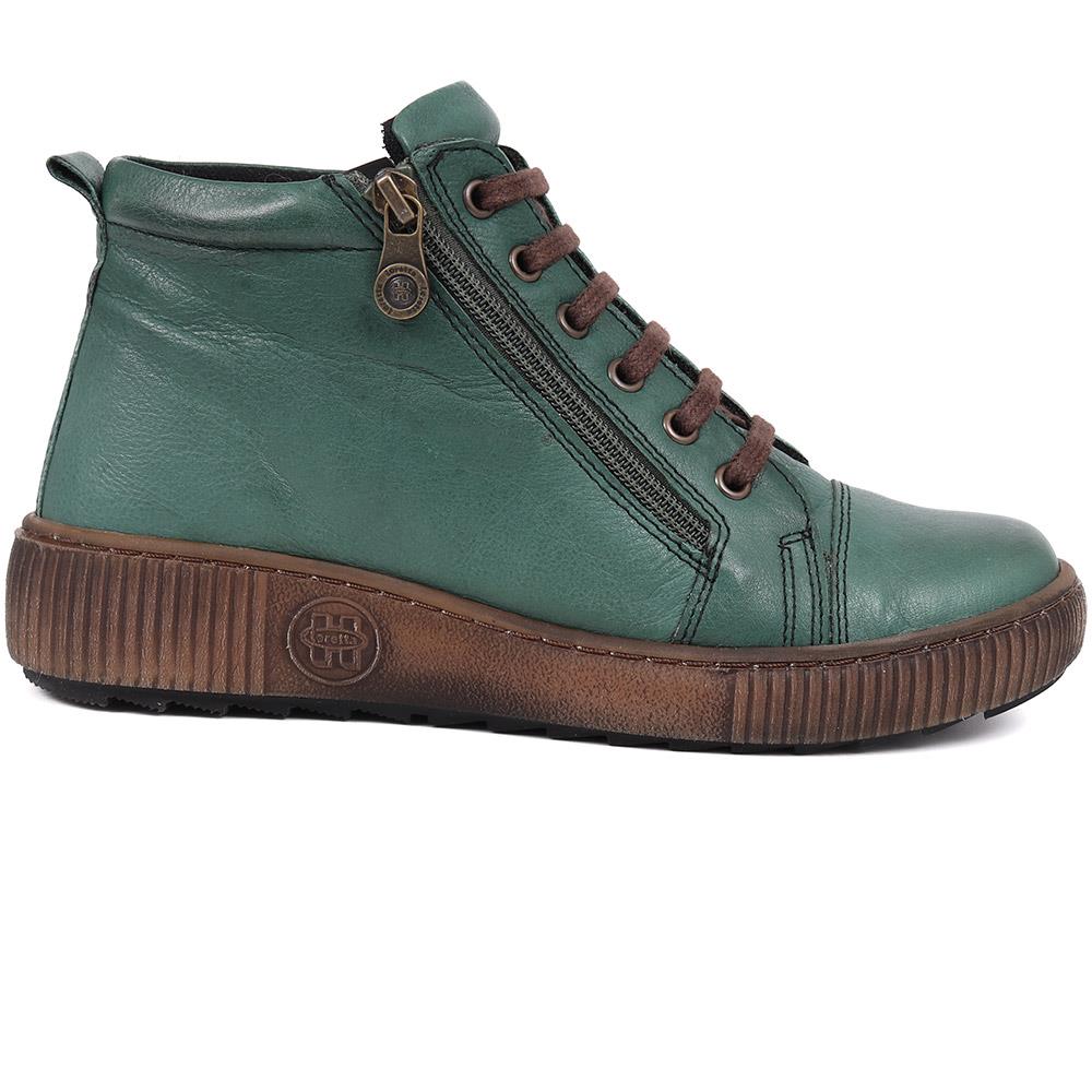 Leather Lace-Up Boots - HAK40013 / 326 039 - Green - Image 2