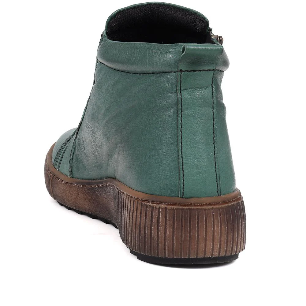 Leather Lace-Up Boots - HAK40013 / 326 039 - Green - Image 3