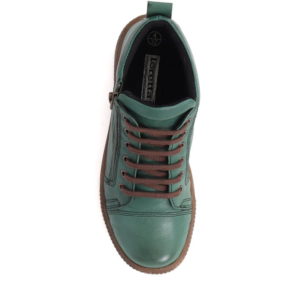Leather Lace-Up Boots - HAK40013 / 326 039 - Green - Image 5