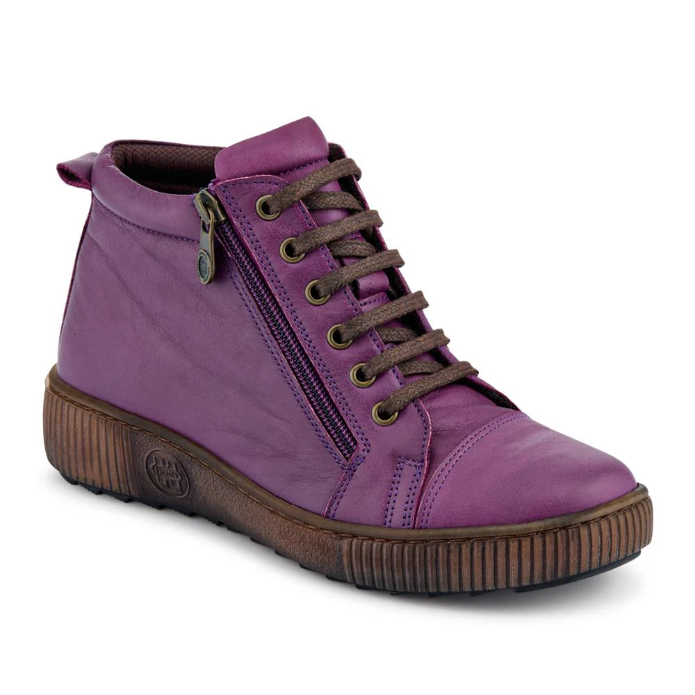 Leather Lace-Up Boots - HAK40013 / 326 039 - Purple
