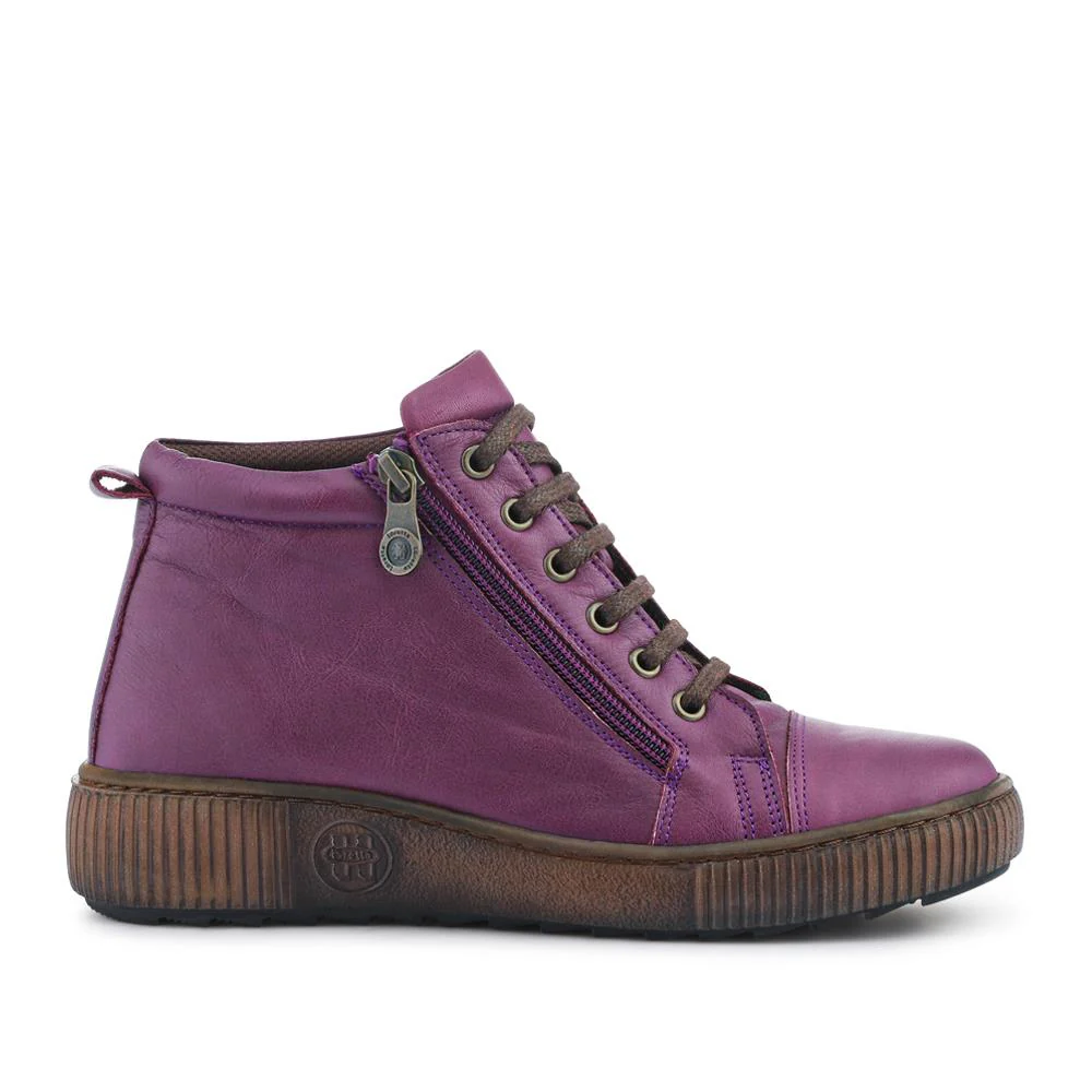 Leather Lace-Up Boots - HAK40013 / 326 039 - Purple - Image 2