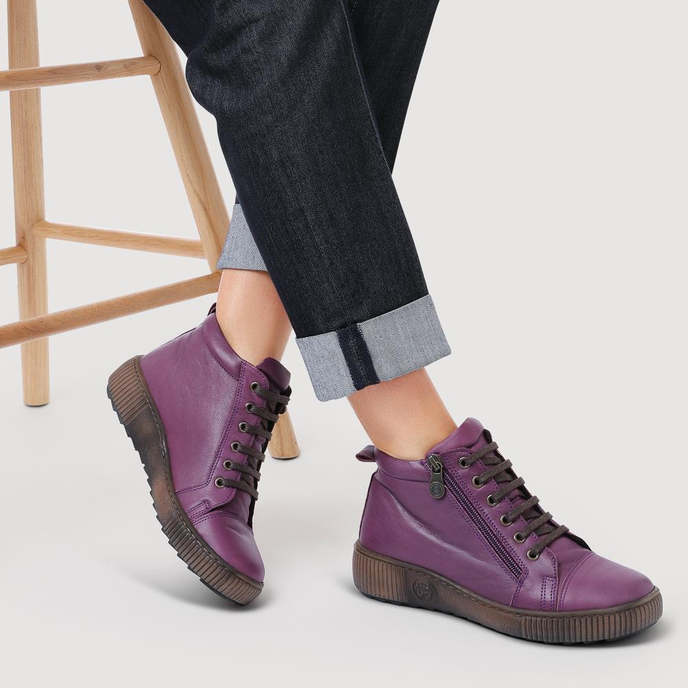Leather Lace-Up Boots - HAK40013 / 326 039 - Purple - Image 5