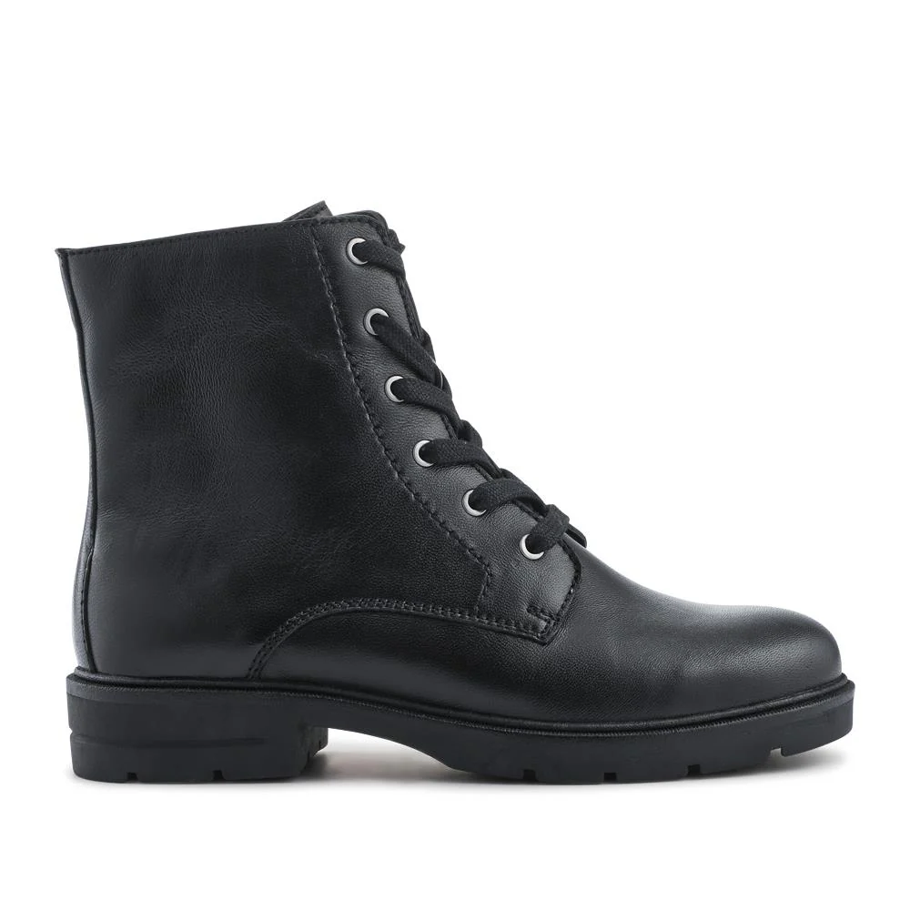 Leather Lace-Up Boots With Inside Zip - DDIN42004 / 328 316 - Black - Image 2