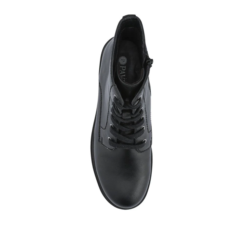 Leather Lace-Up Boots With Inside Zip - DDIN42004 / 328 316 - Black - Image 4