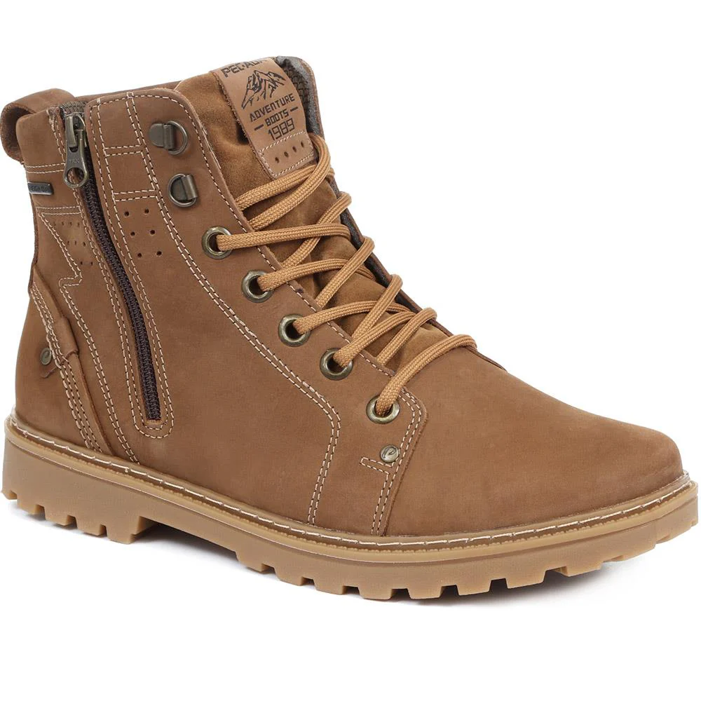 Leather Lace-Up Hiker Boots - PEG30018 / 318 064 - Light Brown