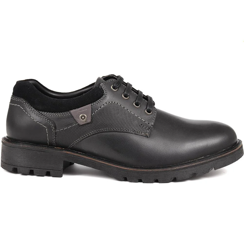 Leather Lace-Up Shoes - TEJ38017 / 324 279 - Black-Grey - Image 2