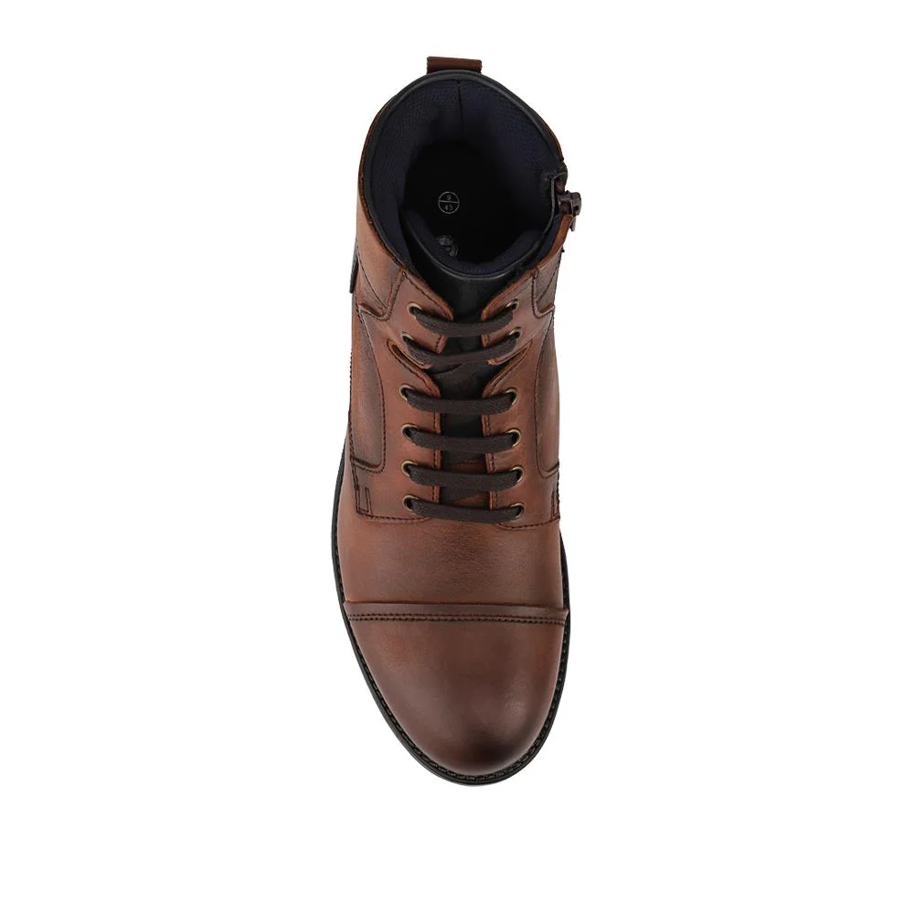Leather Lace Up Toe Cap Boots - ITAR42004 / 328 362 - Brown - Image 4