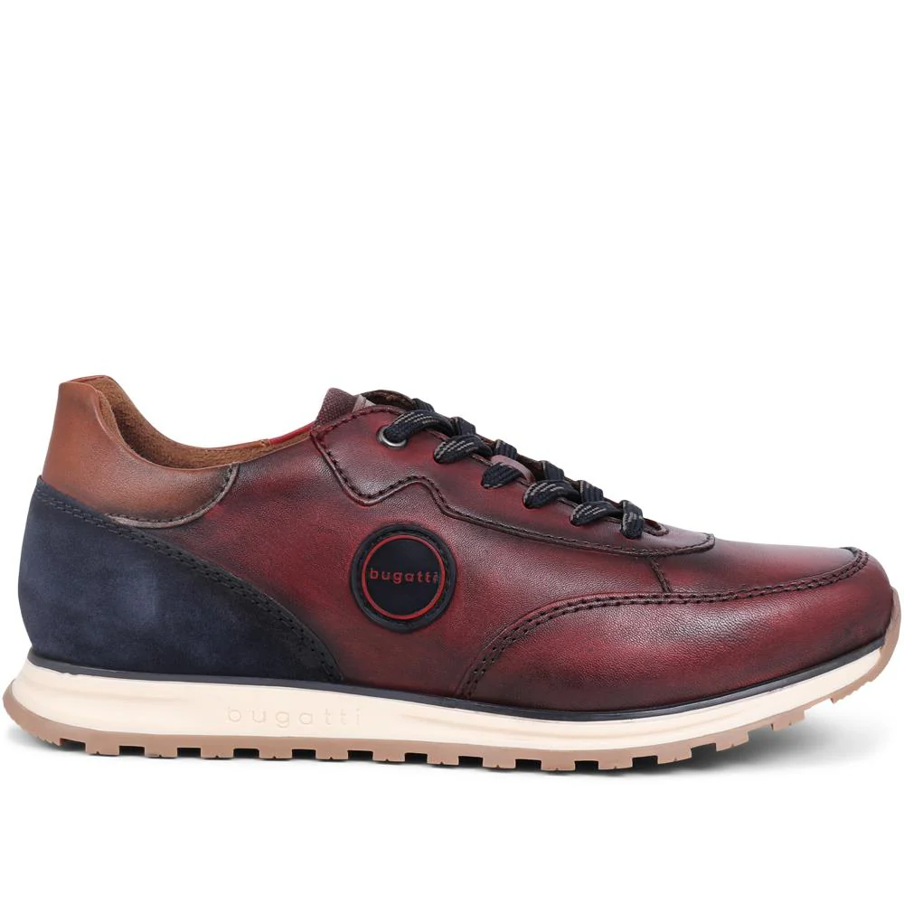 Leather Lace-Up Trainers - BUG39503 / 324 762 - Burgundy - Image 2