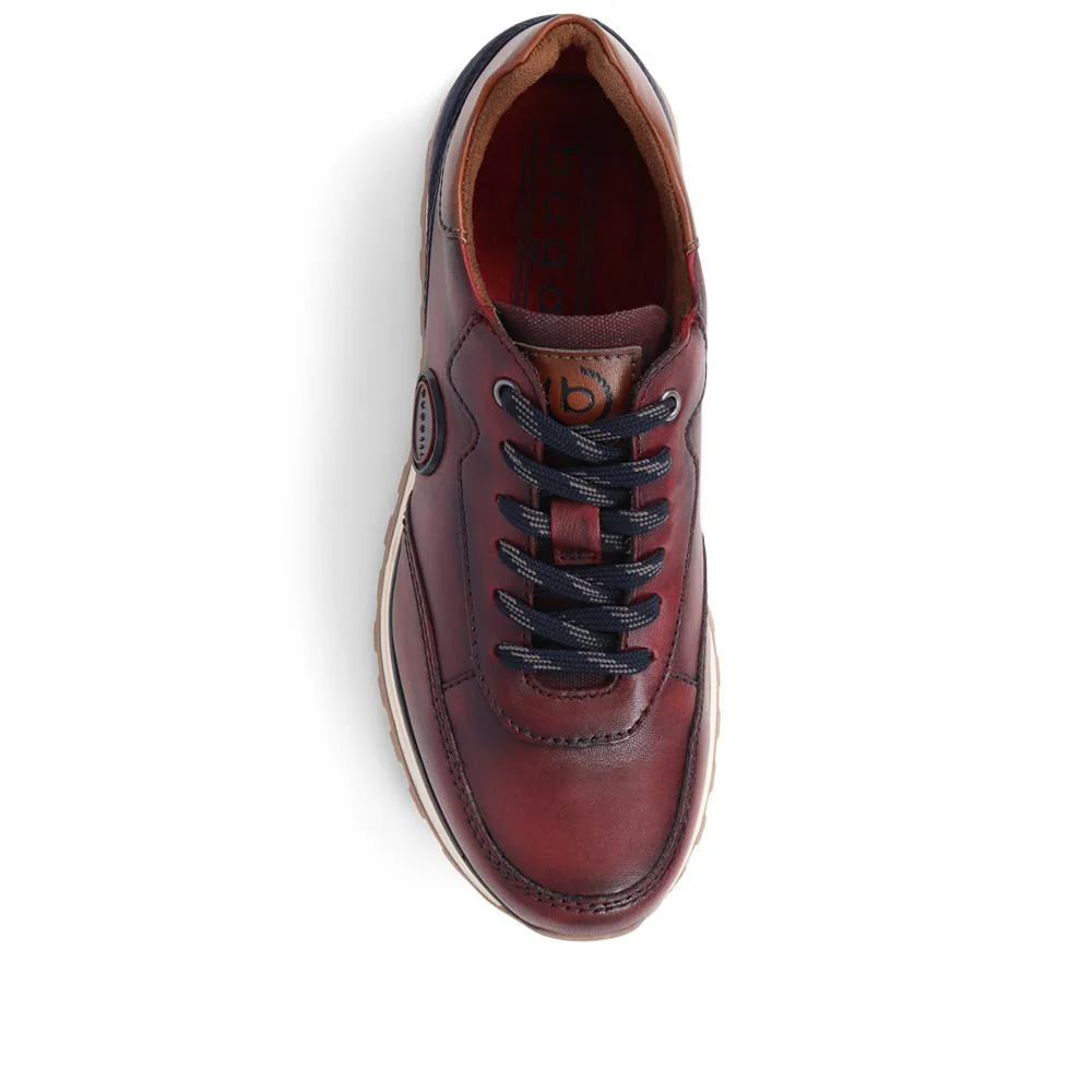 Leather Lace-Up Trainers - BUG39503 / 324 762 - Burgundy - Image 5