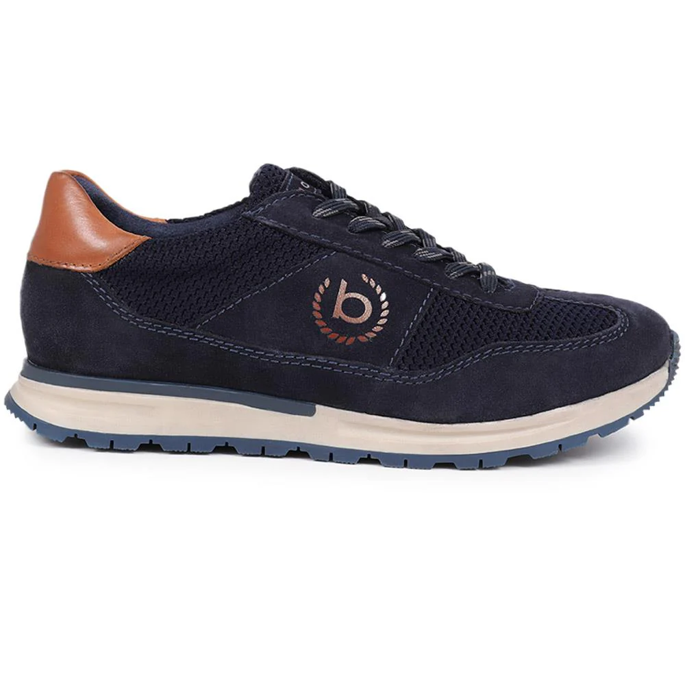 Leather Lace-Up Trainers - BUG40500 / 325 614 - Navy Suede - Image 2